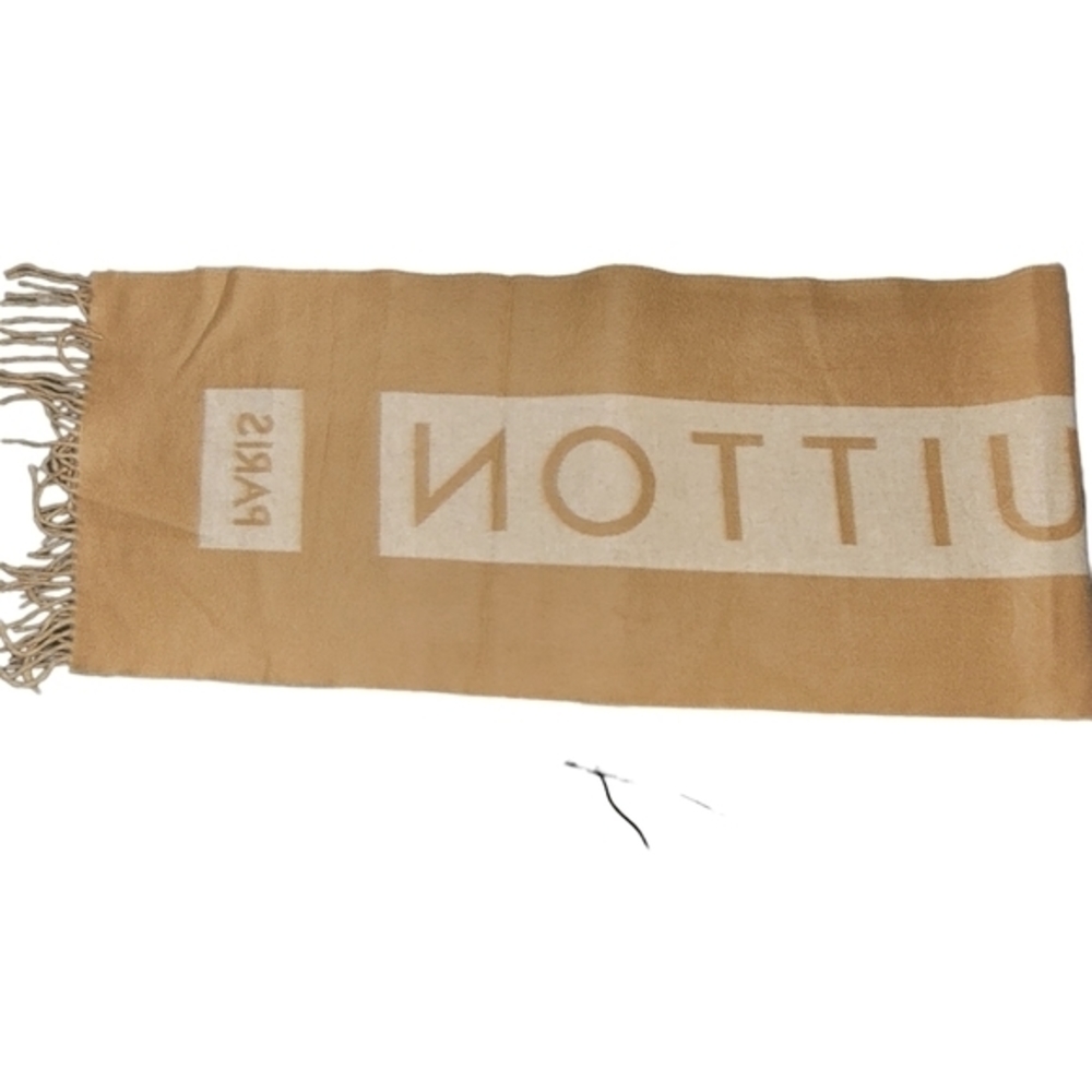 Louis Vuitton Beige & Tan Monogram Logo Scarf Wrap - Picture 5 of 9